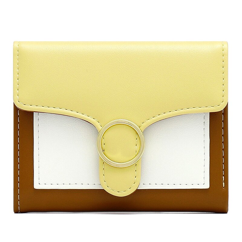 Brand Designer Geometric Panelled Trifold Women Wallet Pu Leather Zipper Coin Ladies Small Purse Card Holder Short Female Wallet