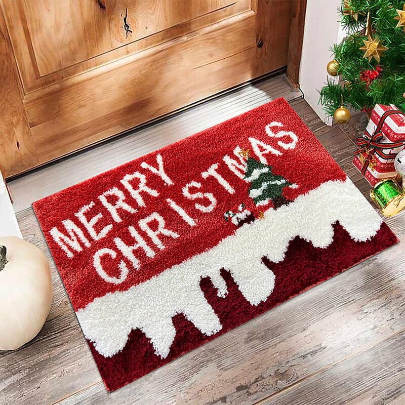 Gingerbread Man Reindeer Welcome Mat, 40x60cm Non-Slip Christmas Doormat for Indoor/Outdoor