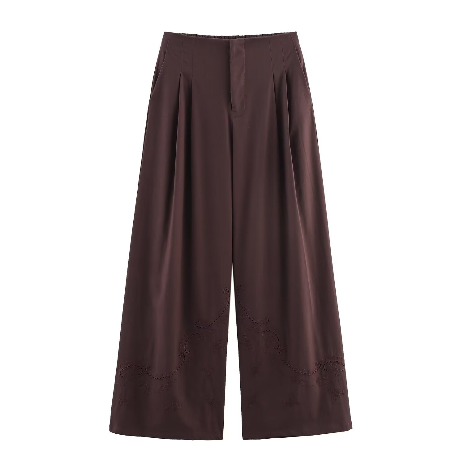 Embroidered backless top+casual pants set for women