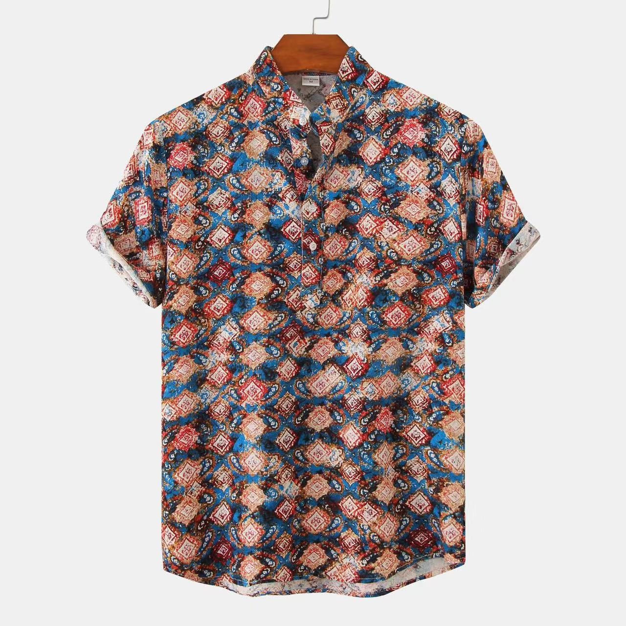 New Summer Floral Beach Short Sleeved Shirt In European and American Sizes, Summer Camouflage Printed Shirt For Men