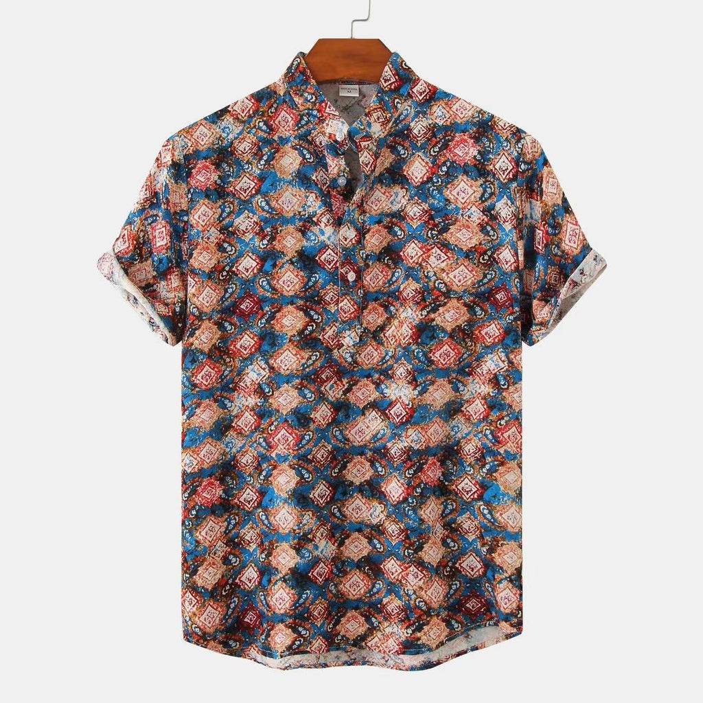 New Summer Floral Beach Short Sleeved Shirt In European and American Sizes, Summer Camouflage Printed Shirt For Men
