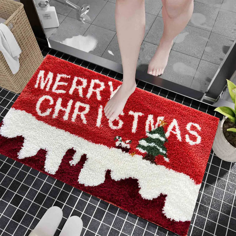 Gingerbread Man Reindeer Welcome Mat, 40x60cm Non-Slip Christmas Doormat for Indoor/Outdoor