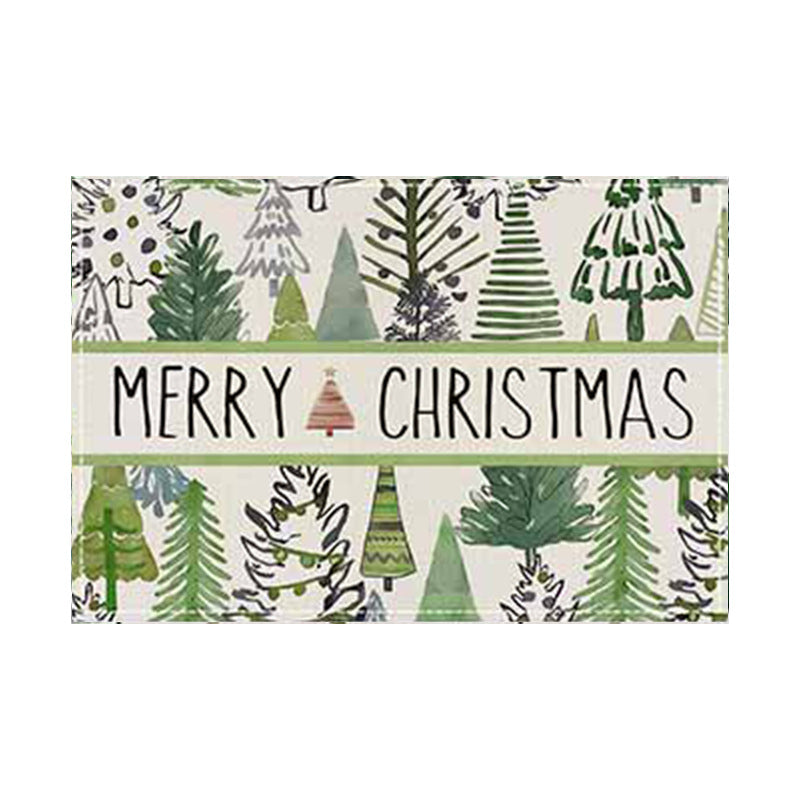 Christmas linen placemat Christmas tree print kitchen and restaurant decoration table mat
