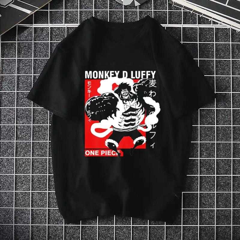 ONE PIECE Pirate King Luffy Fourth Grade Printed T-shirt Thin Top Short Sleeve Anime  Tshirt