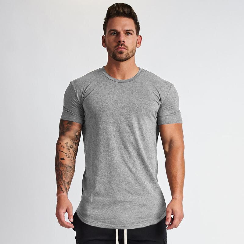 Muscleguys New Plain Clothing fitness t shirt men O-neck t-shirt cotton bodybuilding tee shirts slim fit tops gyms tshirt Homme
