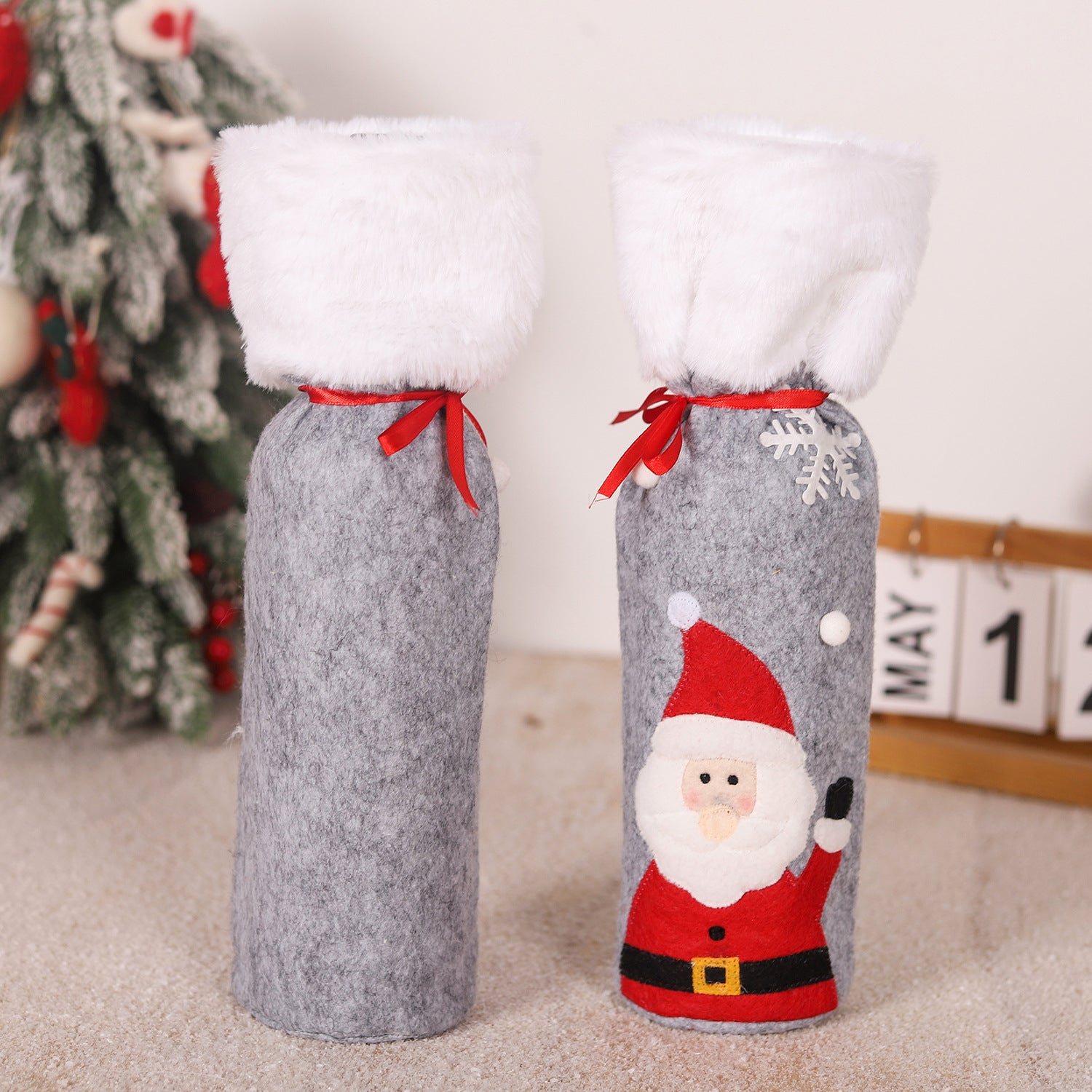 Christmas supplies red wine bottle covers elderly snowmen elk red wine bags household items