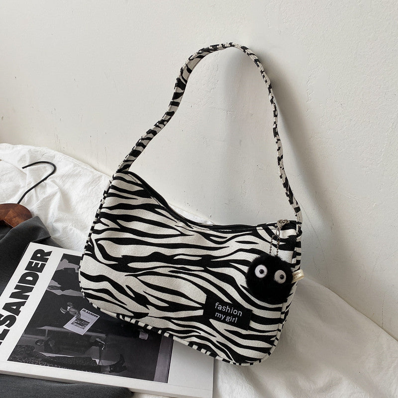 Popular Small Bag Women's Autumn New Trendy Fashion Canvas Messenger Bag All-Match Hand Held One Shoulder Underarm Bag