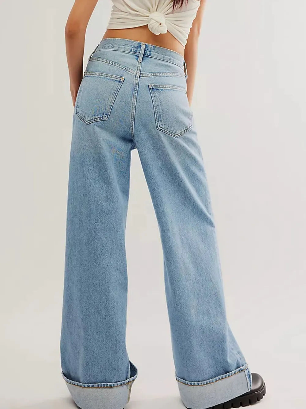 Cuffed Jeans with Pockets