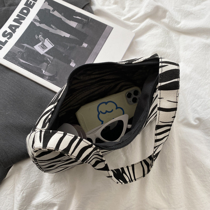 Popular Small Bag Women's Autumn New Trendy Fashion Canvas Messenger Bag All-Match Hand Held One Shoulder Underarm Bag