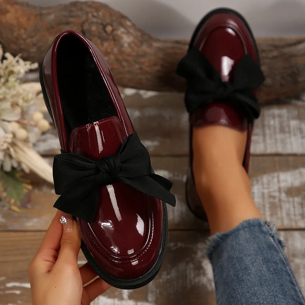 Bow Decor Slip On Loafers
