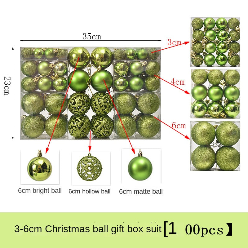 3/4/6cm 100pcs Christmas ball gift box set with electroplated hollow plastic balls for Christmas decoration