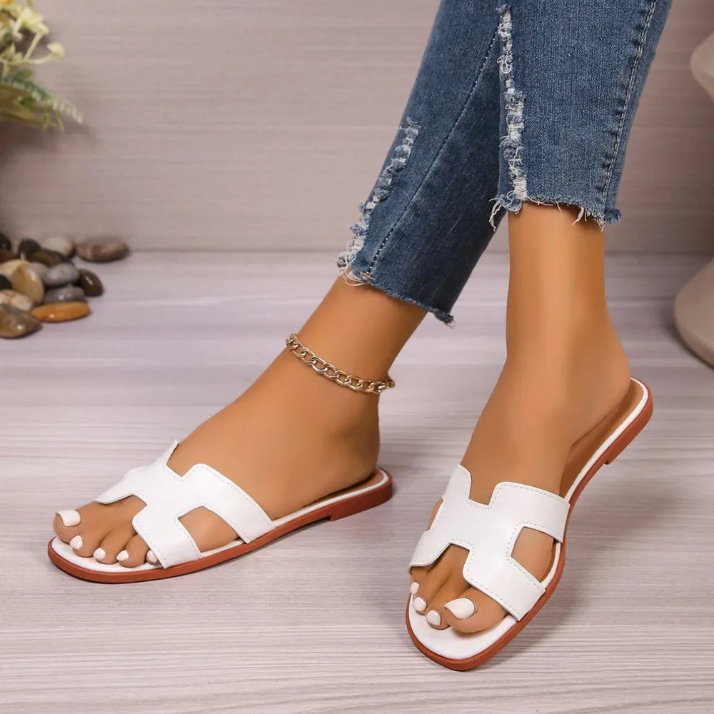 Flat bottomed comfortable one-piece cool slippers fashionable women's one foot sandal
