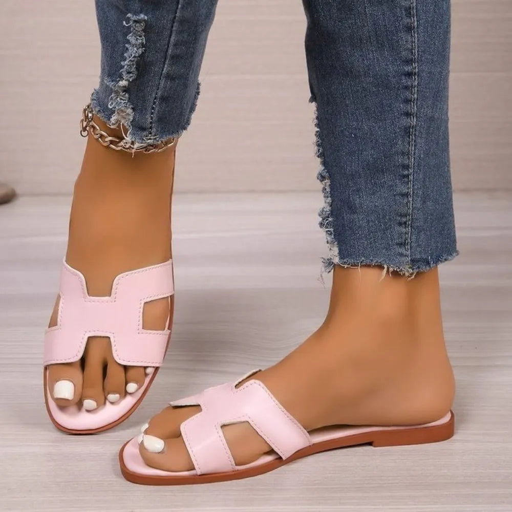 Flat bottomed comfortable one-piece cool slippers fashionable women's one foot sandal