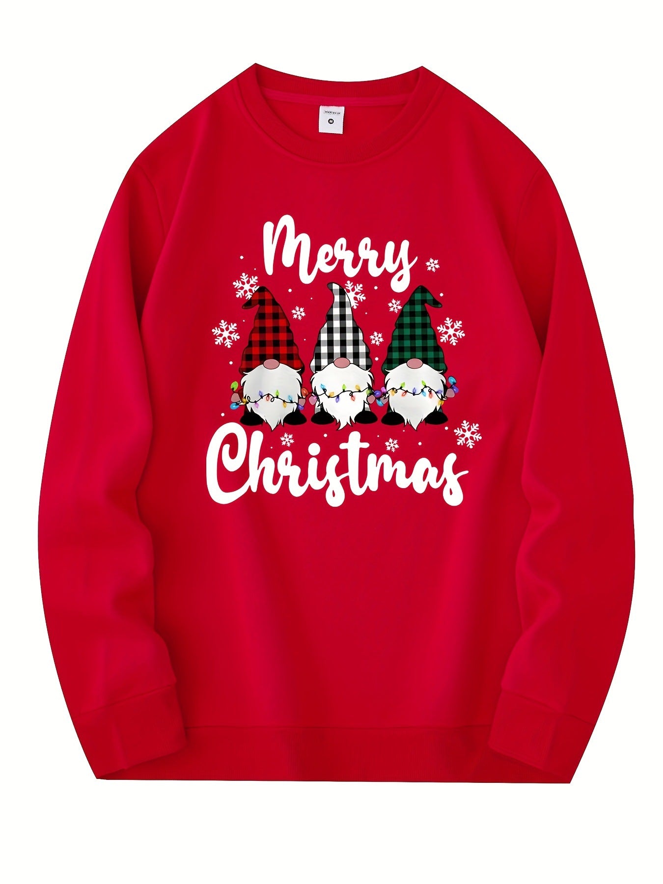 Men's Christmas Gnome Graphic Sweatshirt - Olive Green Casua