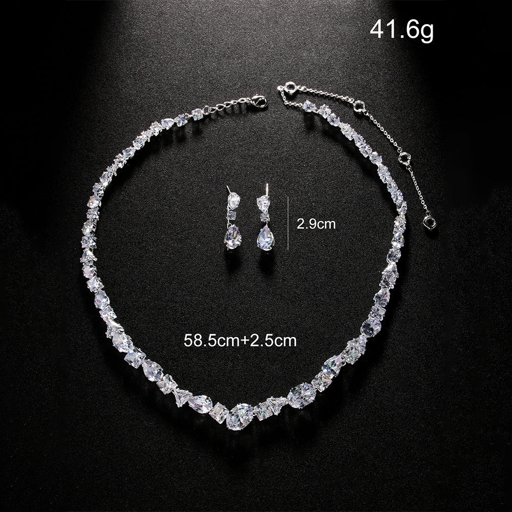 Simple necklace earring set bride's wedding jewelry set fashionable and versatile accessories