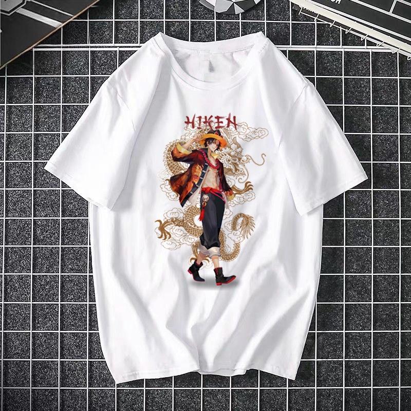 ONE PIECE Pirate King Luffy Fourth Grade Printed T-shirt Thin Top Short Sleeve Anime  Tshirt