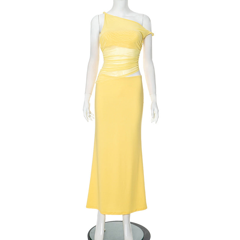 Solid Color Fitted Sexy Strapless Mermaid Maxi Dress for Women