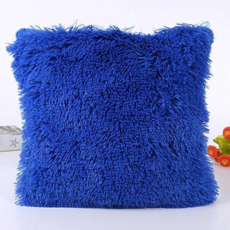 Solid Soft Plush Faux Fur Wholesale Decorative Cushion Cover Throw Pillows For Sofa Car Chair Hotel Home Decoration
