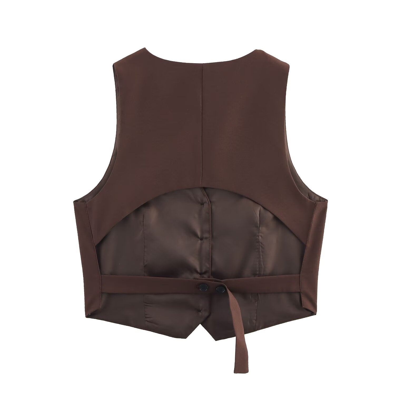 Back opening design vest+loose pleated pants set