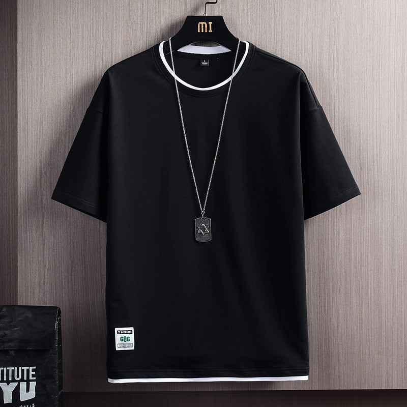 Summer Mens Casual T-Shirts New Male Solid Color Short Sleeve T Shirts Men Loose Tops Tees Harajuku Sportswear Tracksuit Clothes