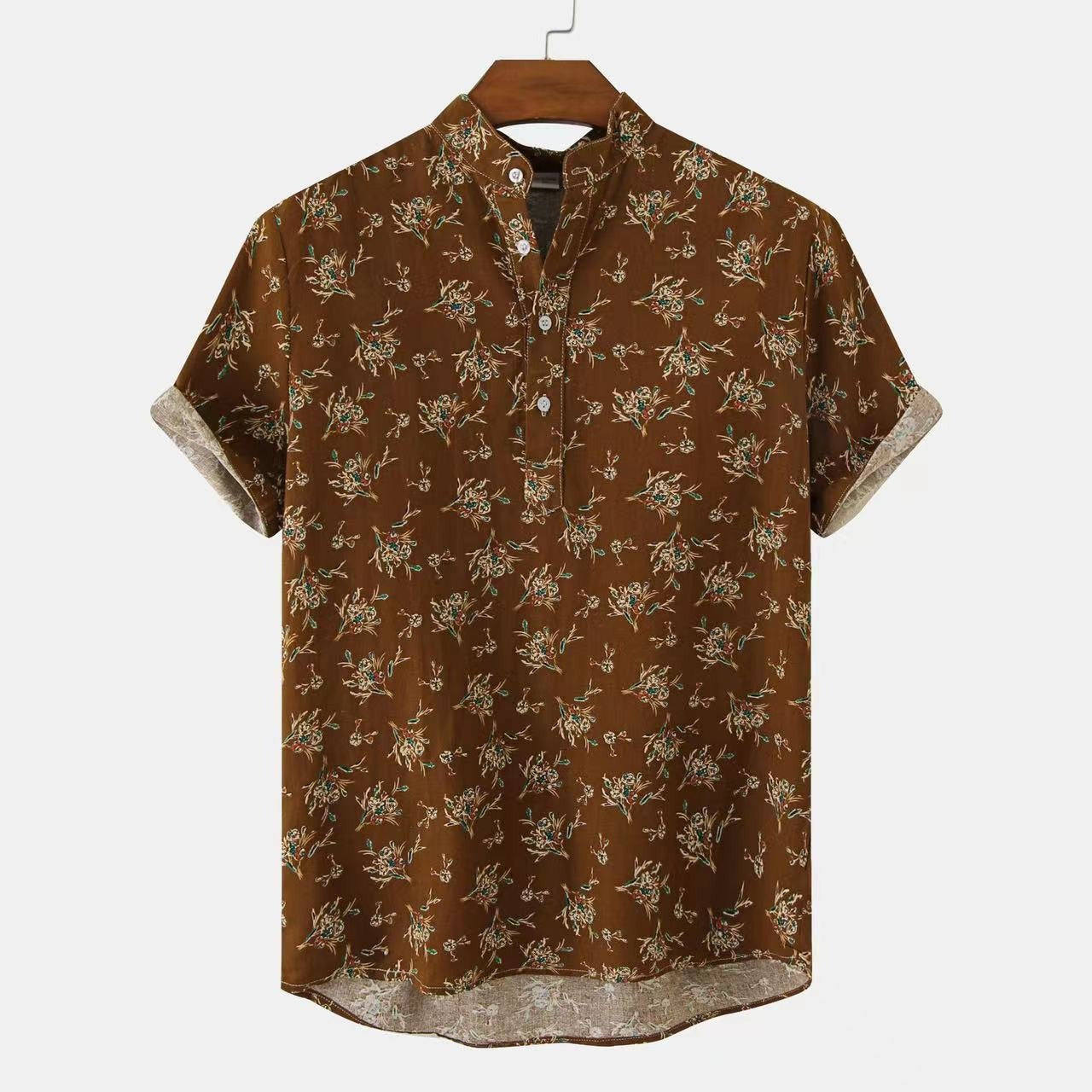 New Summer Floral Beach Short Sleeved Shirt In European and American Sizes, Summer Camouflage Printed Shirt For Men