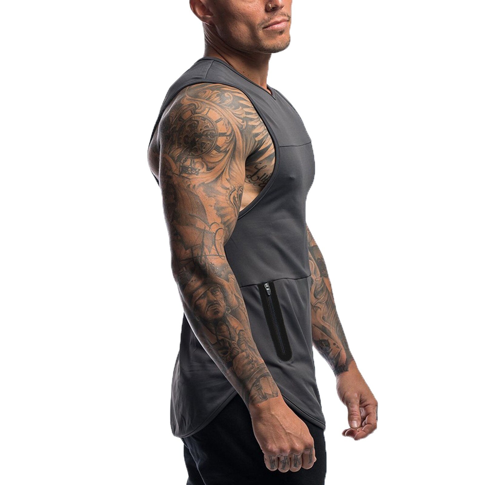 Men Tank Top With zip pocket Soild Vest Summer Sport Sleeveless Shirt Vest Bodybuilding Man Fitness Gym Clothing ropa hombre