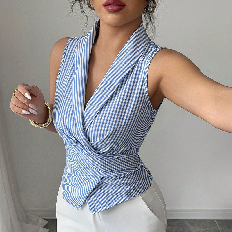 Strap waist slimming vest shirt