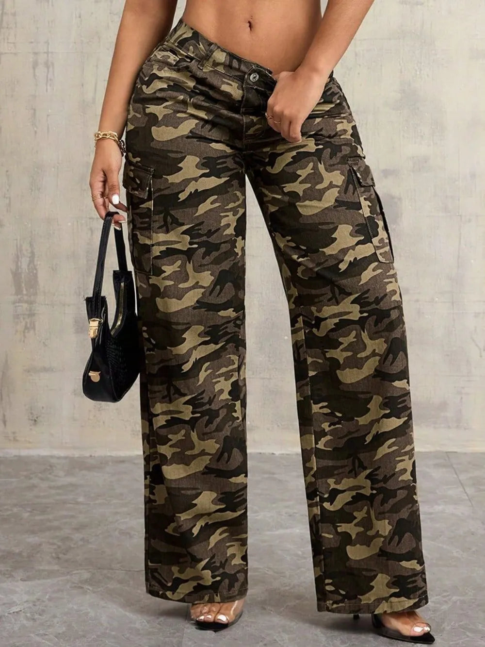 Camouflage Wide Leg Jeans