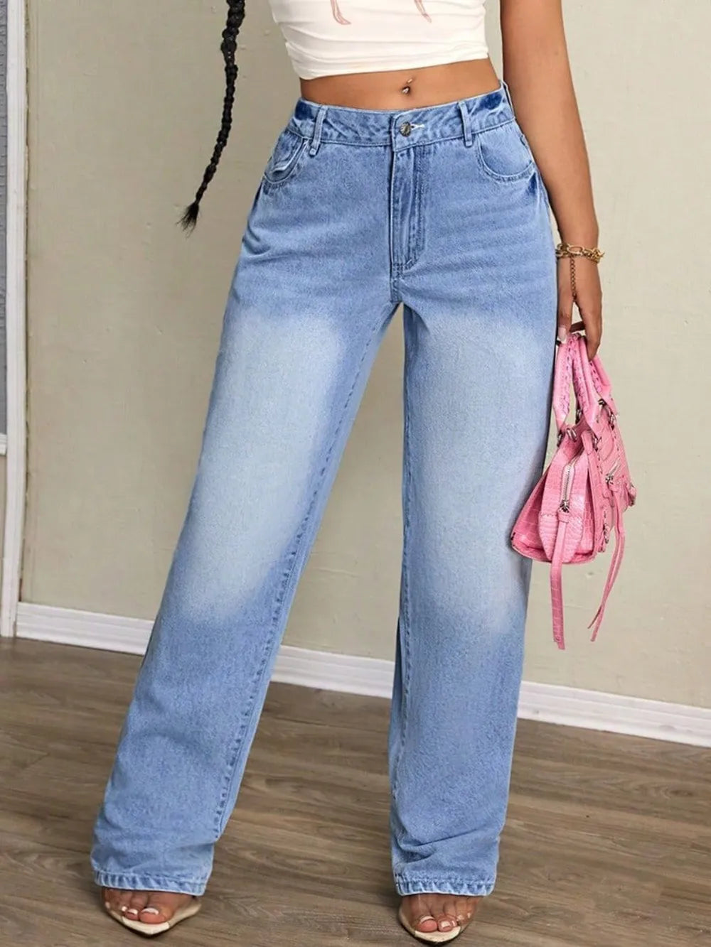 Washed High Waist Jeans
