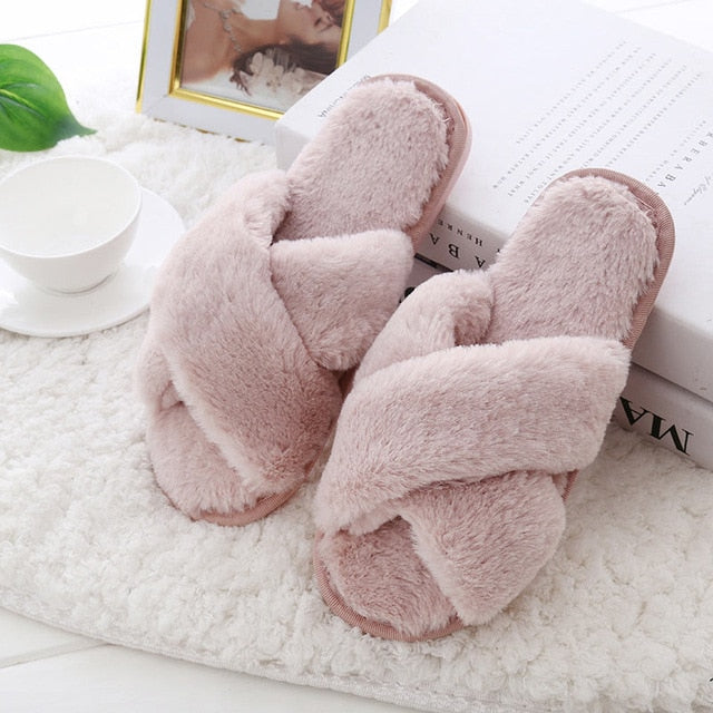 Winter Women Slippers Plush Warm Home Slipper Indoor Shoes Ladies furry Slides Casual Shoes pantoffels dames flip flops