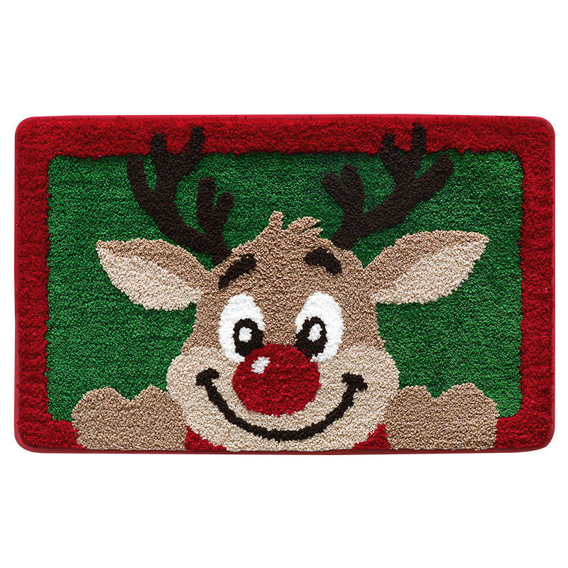 Gingerbread Man Reindeer Welcome Mat, 40x60cm Non-Slip Christmas Doormat for Indoor/Outdoor