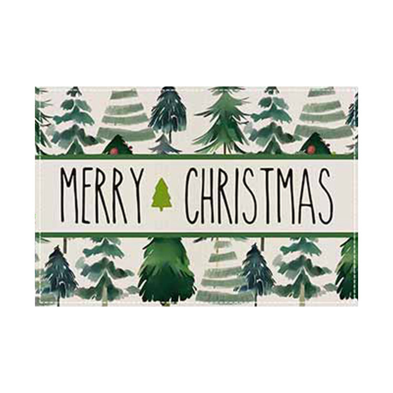 Christmas linen placemat Christmas tree print kitchen and restaurant decoration table mat