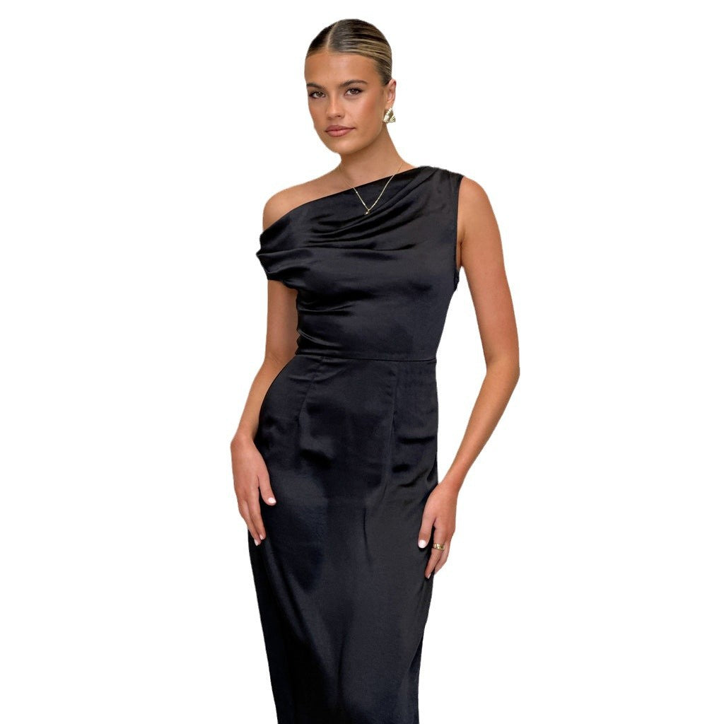 Solid color spicy girl dress sleeveless mid length skirt slim fit women's clothing