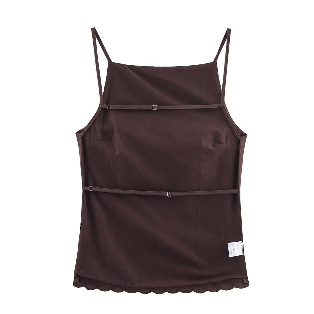 Embroidered backless top+casual pants set for women