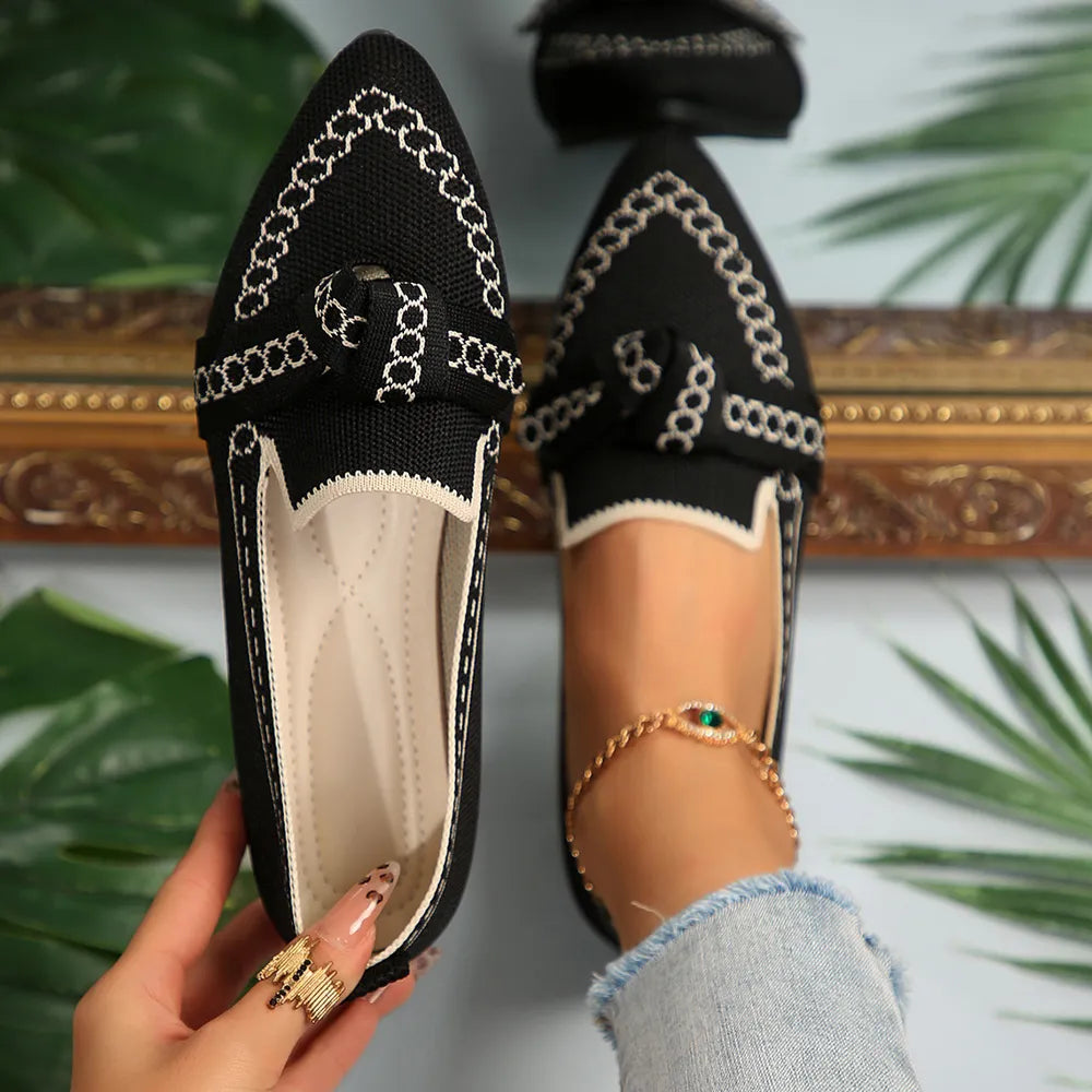 Flat sole single shoe women's set feet bow shallow mouth lazy work shoes