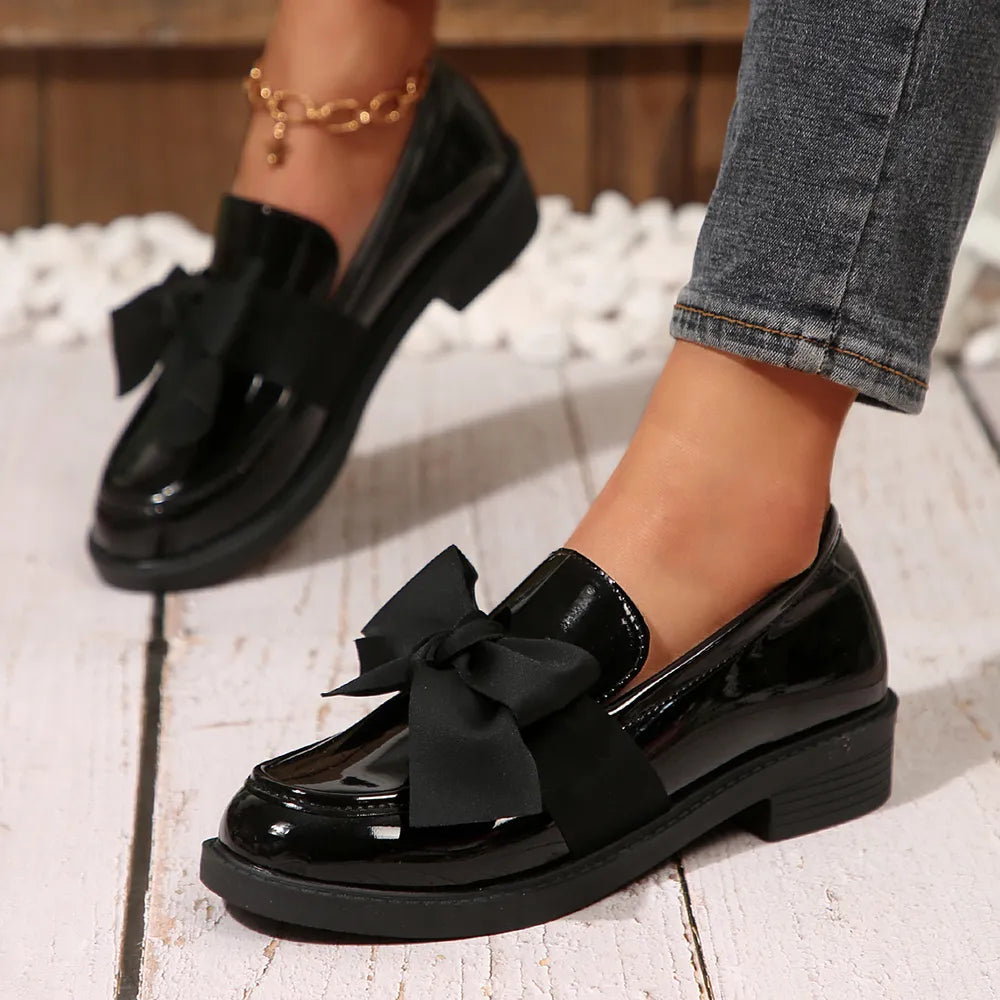 Bow Decor Slip On Loafers