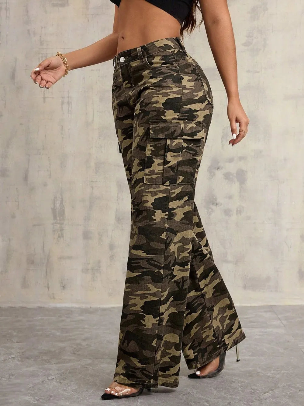 Camouflage Wide Leg Jeans