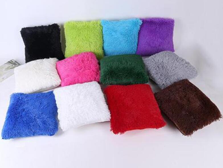Solid Soft Plush Faux Fur Wholesale Decorative Cushion Cover Throw Pillows For Sofa Car Chair Hotel Home Decoration