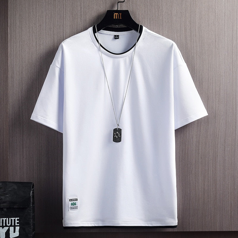 Summer Mens Casual T-Shirts New Male Solid Color Short Sleeve T Shirts Men Loose Tops Tees Harajuku Sportswear Tracksuit Clothes