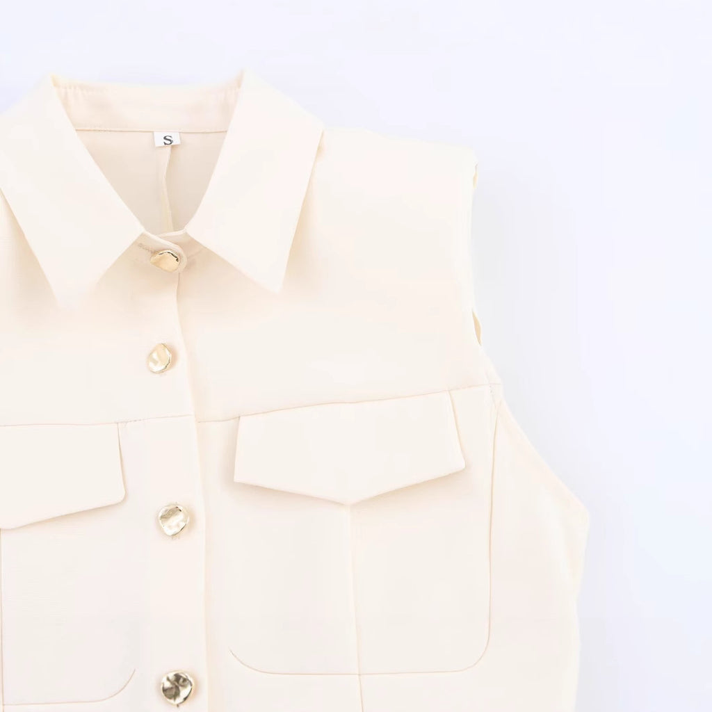 Fashionable single breasted shoulder padded slim fit short dress for women