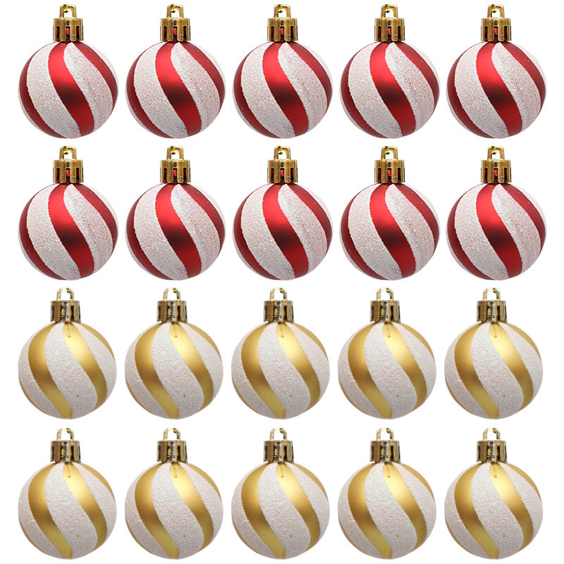 Christmas Ball Decoration Red and White Threaded Christmas Tree Hanging Decoration Hand drawn Christmas Ball Plastic