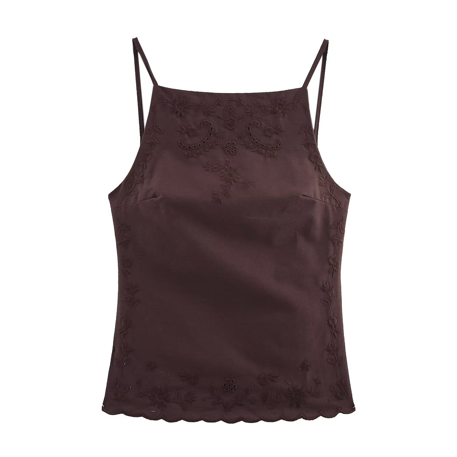 Embroidered backless top+casual pants set for women