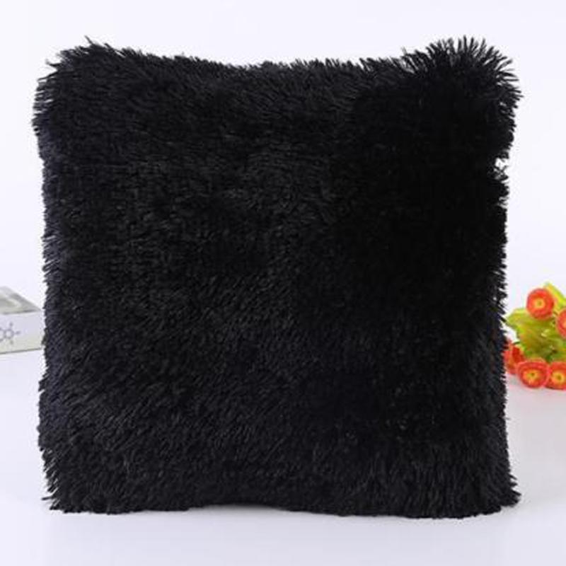 Solid Soft Plush Faux Fur Wholesale Decorative Cushion Cover Throw Pillows For Sofa Car Chair Hotel Home Decoration