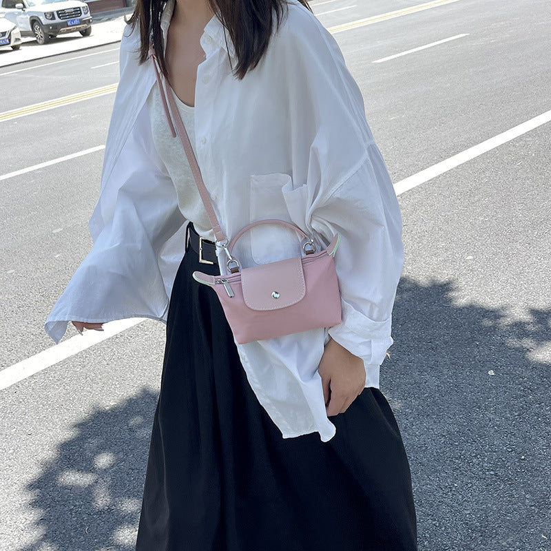 Retro fashion versatile women's bag, shoulder crossed, carrying high-end nylon dumpling bag