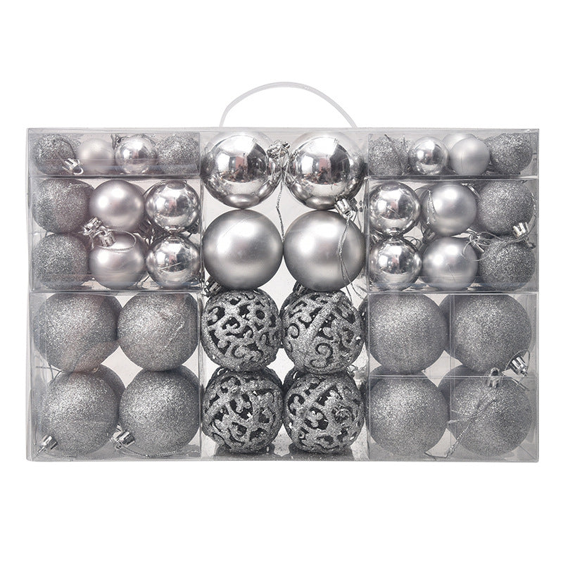 3/4/6cm 100pcs Christmas ball gift box set with electroplated hollow plastic balls for Christmas decoration