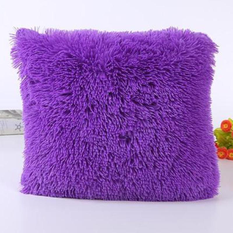Solid Soft Plush Faux Fur Wholesale Decorative Cushion Cover Throw Pillows For Sofa Car Chair Hotel Home Decoration