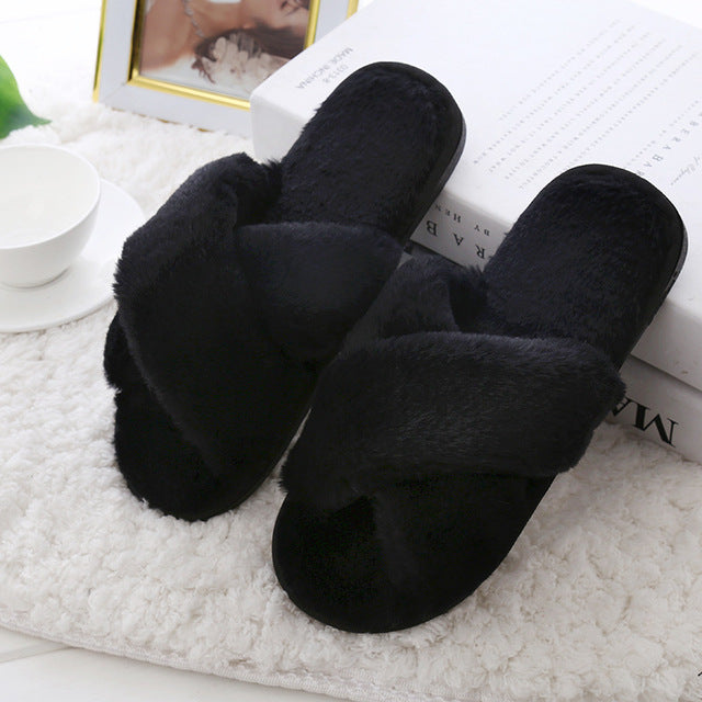 Winter Women Slippers Plush Warm Home Slipper Indoor Shoes Ladies furry Slides Casual Shoes pantoffels dames flip flops