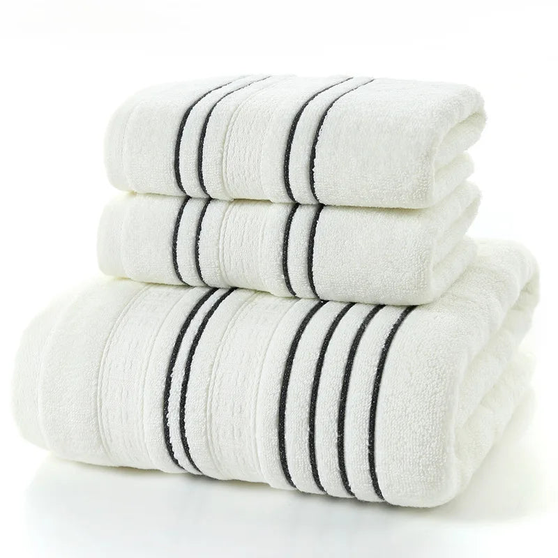 3Pieces Set Grey Cotton Towel Set for Men toalla 2pc Face Washcloth Hand Towel 1pc Bath Towel Camping Shower Towels Bathroom